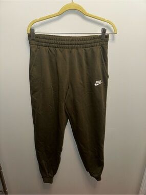 NWT Nike Kids Olive Jogger Sweatpants with White Swoosh